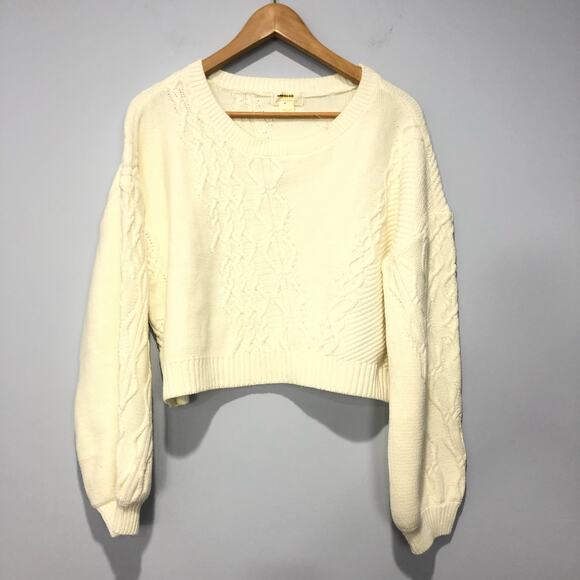 Anthropologie x Maeve Cropped Long Sleeve Pullover Sweater Ivory Size M - Picture 1 of 7
